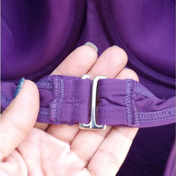 EUC AUTOGRAPH Purple Rhinestone Wire One Piece High Rise Bathing Suit 34DD - Picture 9 of 12